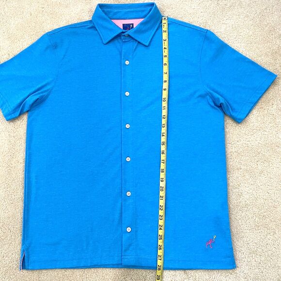 $90 Michael's Swimwear NWT Men's Size M Stretch Solid Blue Polo Shirt Peru - Picture 7 of 9